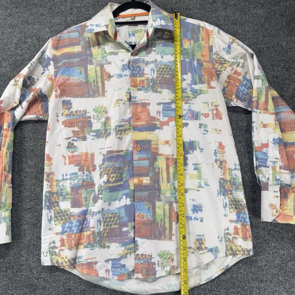 Visconti Men’s Long Sleeve Button Up Shirt Abstract Made In Italy Men Size Small - Picture 6 of 9
